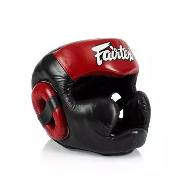 Защитный шлем для спарринга Fairtex Diagonal Vision, Full Head Coverage, размер XL, черный/красный