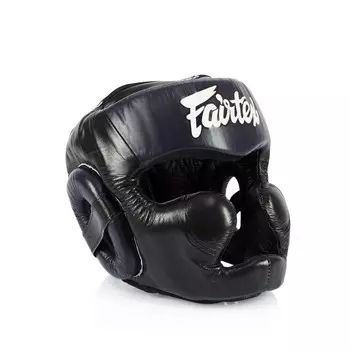 Защитный шлем для спарринга Fairtex Diagonal Vision, Lace-up, размер L, черный/синий