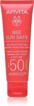 Защитный тонизирующий крем для лица spf 50 Apivita Bee Sun Safe Anti-Spot and Anti-Age Tinted Face Cream SPF50, Golden 50 ml