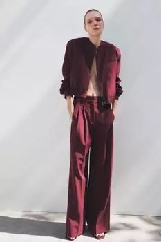 Заштопанные брюки ZARA, бордовый