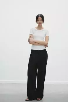 Заштопанные брюки ZARA, черный
