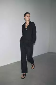Заштопанные брюки ZARA, черный