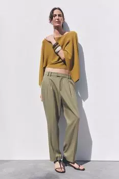 Заштопанные брюки ZARA, хаки