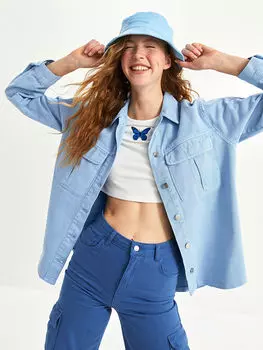 Застежка спереди на пуговицах Женская куртка-рубашка с длинным рукавом из габардина Xside