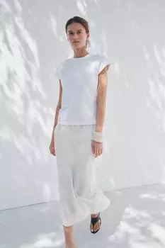 Застиранная футболка из плотного хлопка ZARA, белый