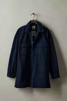 Застиранная холщовая верхняя рубашка x sr_a ZARA, темно-синий