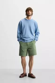 Застиранная толстовка с круглым вырезом ZARA, цвет Faded blue