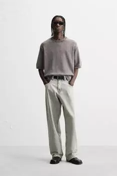 Застиранная трикотажная футболка ZARA, цвет Lilac