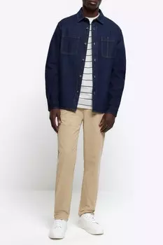 Застиранные брюки-чиносы узкого кроя River Island, бежевый
