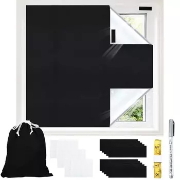 Затемняющая штора на застежке-липучке Peaoy 118х 57 дюймов, черный