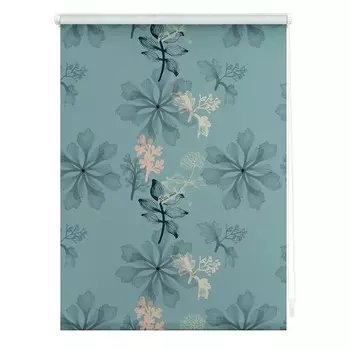 Затемняющие рулонные шторы Lichtblick Aqua Floral, 70x150x6 см, синий