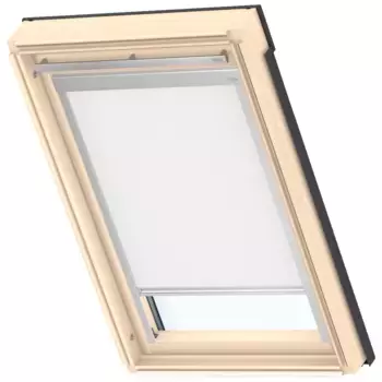 Затемняющие рулонные шторы VELUX «DBL F04 4288», затемнение, затемнение, без сверления, в направляющих, направляющие алюминиевого цвета и планка ручки, белый