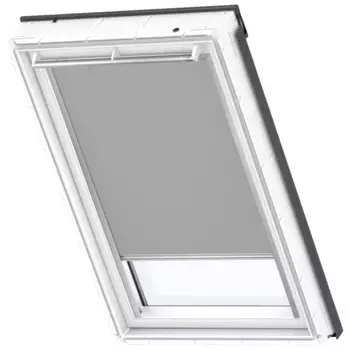 Затемняющие рулонные шторы VELUX «DKL MK08 0705S», затемнение, затемнение, без сверления, в направляющих, направляющие алюминиевого цвета и планка ручки, серый