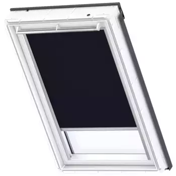 Затемняющие рулонные шторы VELUX «DKL MK08 1100S», затемнение, затемнение, без сверления, в направляющих, направляющие алюминиевого цвета и планка ручки, темно-синий