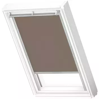Затемняющие рулонные шторы VELUX «DKL PK06 4574SWL», затемнение, затемнение, без сверления, на направляющих, белые направляющие и ручка, цвет Nougat + wei