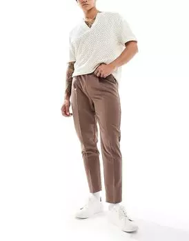 Зауженные элегантные брюки светло-коричневого цвета ASOS DESIGN