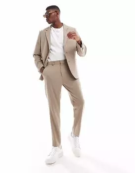 Зауженные брюки ASOS DESIGN из коричневого твила