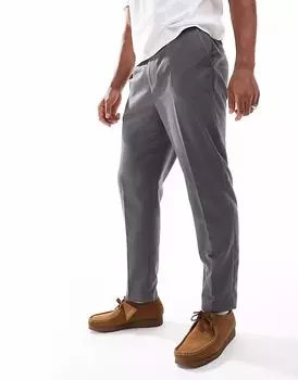 Зауженные брюки ASOS DESIGN из серого твила в элегантном стиле