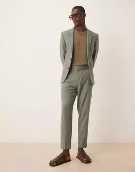 Зауженные брюки ASOS DESIGN из зеленого твила