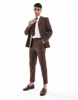 Зауженные брюки ASOS DESIGN коричневого цвета