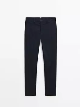 Зауженные брюки-чинос из хлопка Massimo Dutti, синий