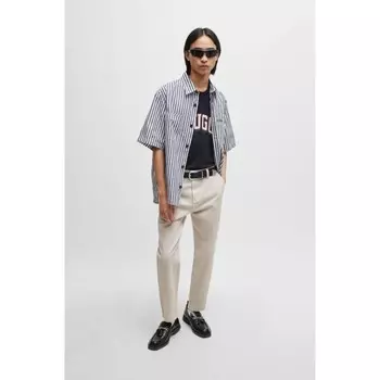 Зауженные брюки-чиносы из хлопкового габардина Hugo, цвет Light Grey