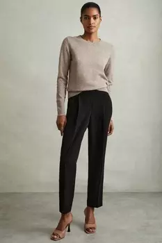 Зауженные брюки Dolly со складками спереди Reiss, черный