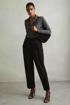 Зауженные брюки Eden Taper со складками спереди Reiss, черный