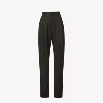 Зауженные брюки Gelso из тканого материала со складками и высокой посадкой Frankie Shop, черный