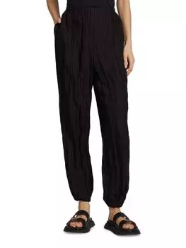 Зауженные брюки из фактурного шелка Jason Wu, черный