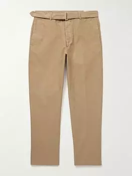 Зауженные брюки из хлопчатобумажной саржи с поясом, окрашенные в готовом виде OFFICINE GNRALE, коричневый