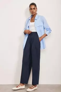 Зауженные брюки из хлопка Mint Velvet, синий