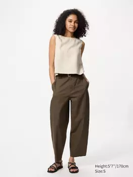Зауженные брюки из льна и хлопка Uniqlo, цвет 56