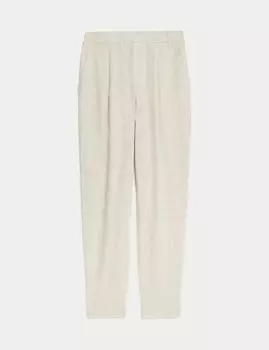 Зауженные брюки из льна с богатым кроем Marks & Spencer, цвет Oatmeal