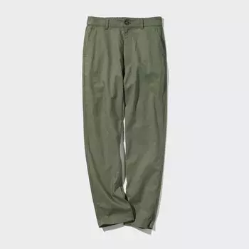 Зауженные брюки из смеси льна и хлопка UNIQLO, оливково-зеленый