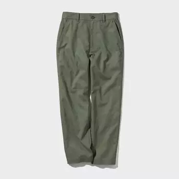 Зауженные брюки из смеси льна и хлопка UNIQLO, оливково-зеленый