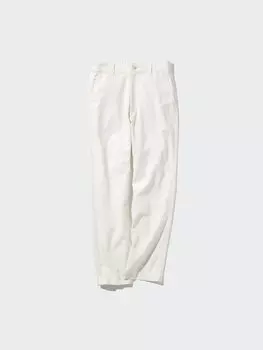 Зауженные брюки из смеси льна и хлопка длинные Uniqlo, цвет 01 белый