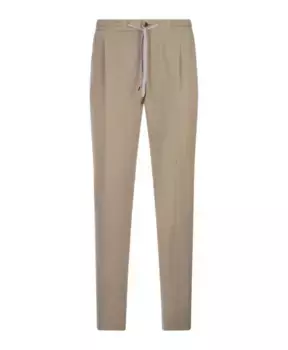 Зауженные брюки из смесового льна Pt Torino, коричневый