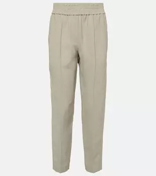 Зауженные брюки из твила Brunello Cucinelli, серый