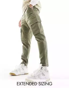Зауженные брюки карго цвета хаки ASOS