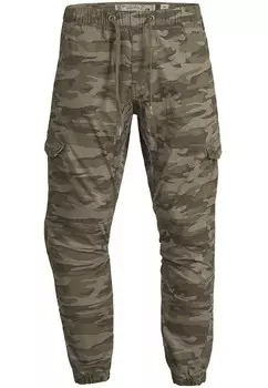 Зауженные брюки-карго INDICODE JEANS Levi, хаки/темно-зеленый