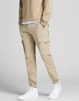 Зауженные брюки-карго Jack & Jones Paul из джерси кремового цвета