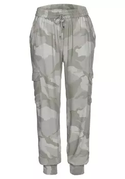 Зауженные брюки-карго Lascana, серый/светло-серый