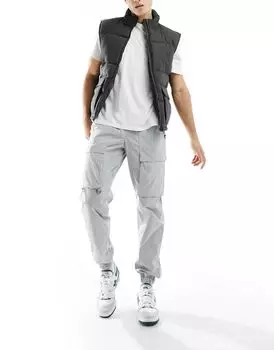Зауженные брюки карго ледяного серого цвета с манжетами Jack & Jones
