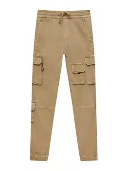Зауженные брюки-карго Pull&Bear, светло-коричневый