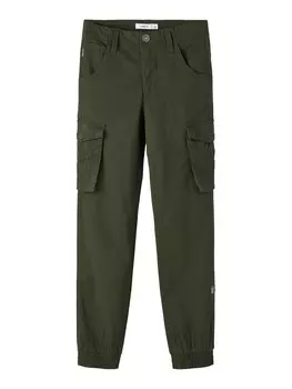 Зауженные брюки Name It BAMGO, оливковый