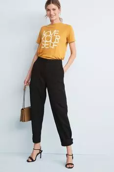 Зауженные брюки Ponte с декоративной строчкой Next, черный