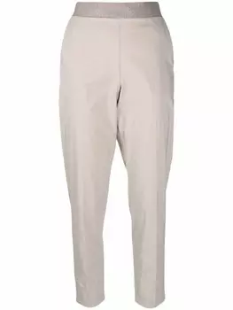 Зауженные брюки с контрастным поясом Le Tricot Perugia, нейтральный цвет