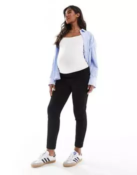 Зауженные брюки с отворотом черного цвета Vero Moda