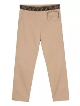 Зауженные брюки с узором FF Fendi Kids, нейтральный